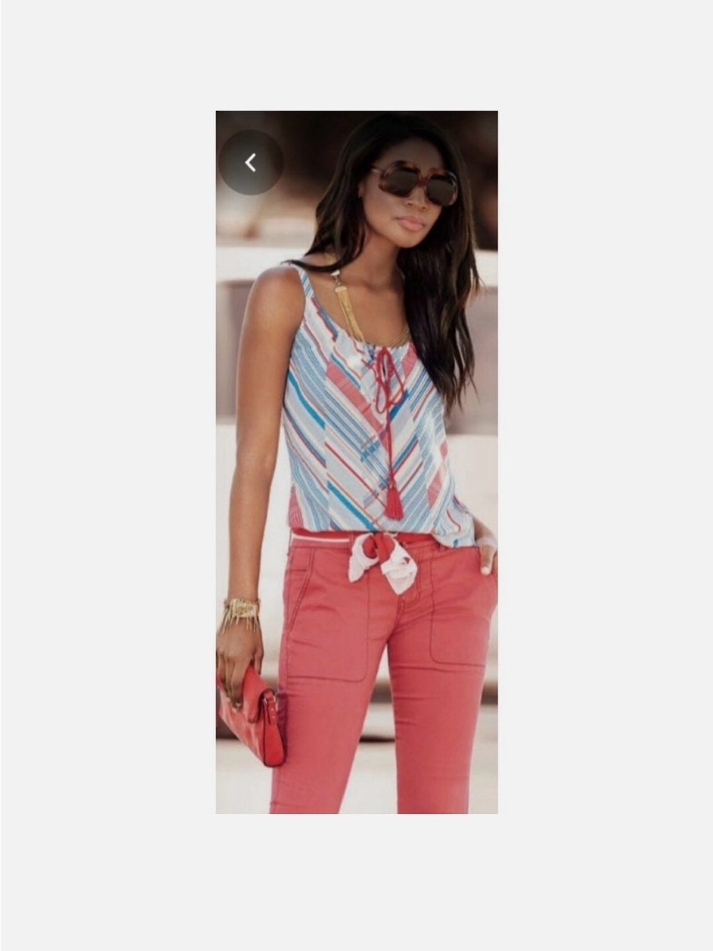 CAbi Striped Sleeveless Tank in White, Red & Blue
